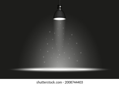 Black Lamp Spotlight Dark Room Wide Stock Vector (Royalty Free ...