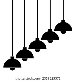Lámparas negras en el icono del vector de fila.