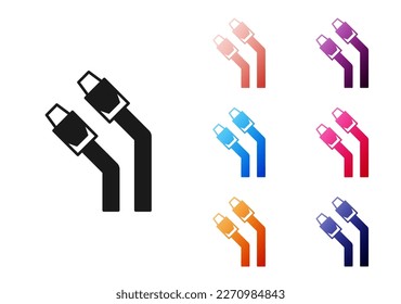 Black LAN cable network internet icon isolated on white background. Set icons colorful. Vector