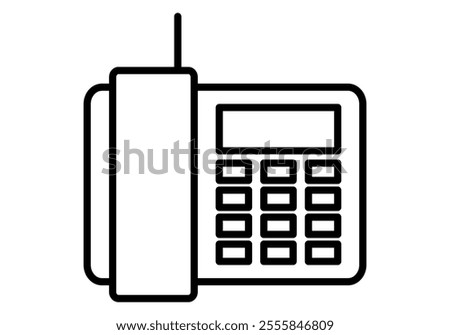 Black landline phone icon on white background