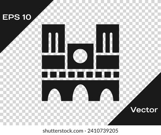 Black Landmark of France Notre Dame de Paris icon isolated on transparent background.  Vector