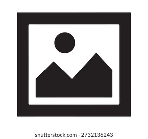 Ein schwarzes Landschaftsbild-Symbol mit Bergen.