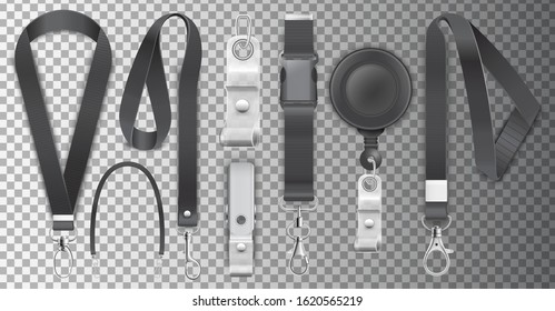 Black lanyards with metal claw clasp vector illustration