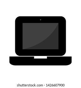 black laptop computer icon with dark screen isolated on white background. vector illustration