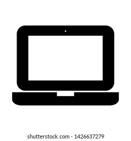 black laptop computer icon with white blank screen isolated on white background. vector illustration