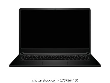 Black Laptop Computer Isolated On White Background Vector.