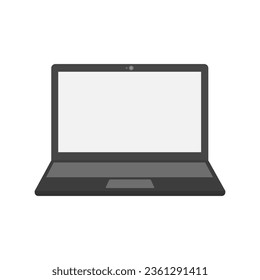 Black laptop, computer.This vector of a black laptop on a white background for technology digital projects. Use it in presentations, web design, advertising, and education for modern visual content.