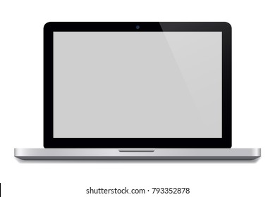 Black laptop, electronic devices - vector