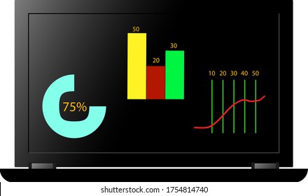 Black laptop front view with dashboard - Powered by Shutterstock - Get 15% off with code: PIKWIZARD15