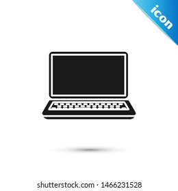 Black Laptop icon isolated on white background. Computer notebook with empty screen sign.  Vector Illustration