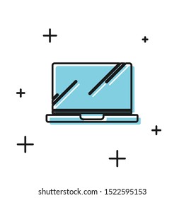 Black Laptop icon isolated on white background. Computer notebook with empty screen sign.  Vector Illustration