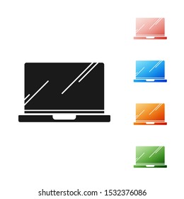 Black Laptop icon isolated on white background. Computer notebook with empty screen sign. Set icons colorful. Vector Illustration