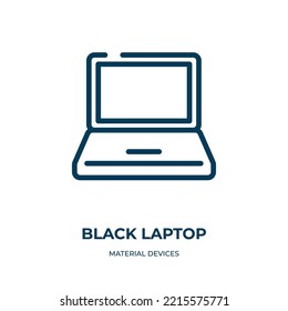 Black laptop icon. Linear vector illustration from material devices collection. Outline black laptop icon vector. Thin line symbol for use on web and mobile apps, logo, print media.