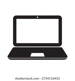 Black laptop icon simple design modern technology digital device silhouette