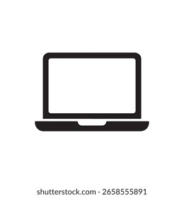 Black laptop icon vector illustration on a white background. Great for designs and creative projects, user interface, and other digital content.
