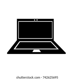black laptop notebook computer icon silhouette banner isolate on white background