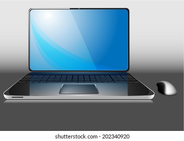 Black laptop or notebook with mouse vector illustration