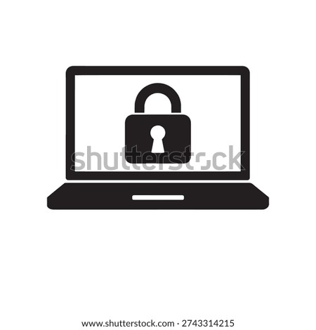 Black laptop with padlock on screen computer