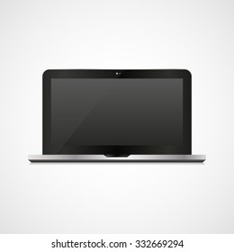Black  laptop in a realistic style on a white background