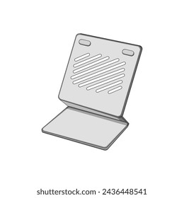 black laptop stand cartoon. body businessman, ergonomic computer, work executive black laptop stand sign. isolated symbol vector illustration