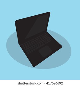 black laptop top view. 