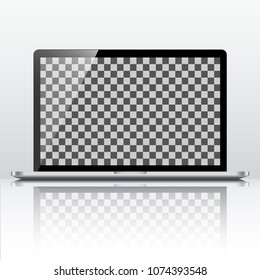 Black laptop with transparent monitor - stock vector