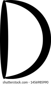 black, large english letter d from ovals