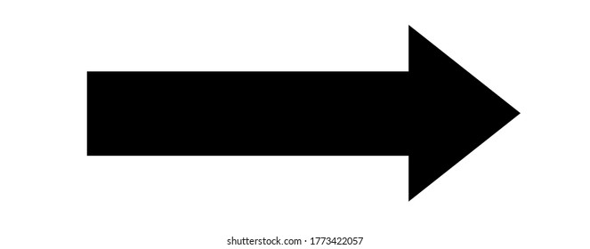 Black Large Forward Or Right Pointing Solid Long Arrow Icon Sketched As Vector Symbol	