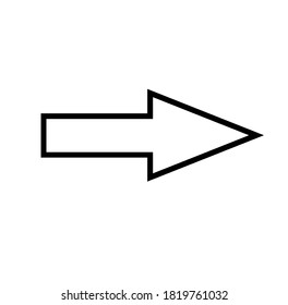 Black large forward or right pointing solid arrow icon sketched as vector symbol	