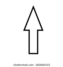 Black large forward or upward pointing solid arrow icon sketched as vector symbol	