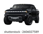 black large huge big car art 3d 4x4 vector suv mpv template element sign ev H1 H2 H3 ev cyber truck pickup pick up electric symbol logo isolated vector graphic design illustration