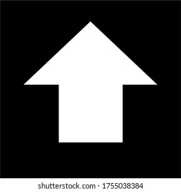 Black large upwards or forward pointing solid arrow icon sketched as vector symbol	