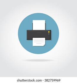 Black laser printer printing a document.