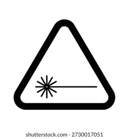 Black laser warning symbol within a triangle on a white background indicating danger and caution