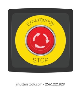 Black latching switch with red emergency stop button. Vector illustration, EPS10