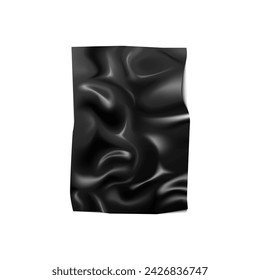 Black latex fabric with satin texture, 3D blank pages with folds of elastic material vector illustration