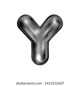 Black latex inflated alphabet symbol, isolated letter Y