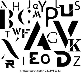 Black latex inflated alphabet symbols, isolated letters