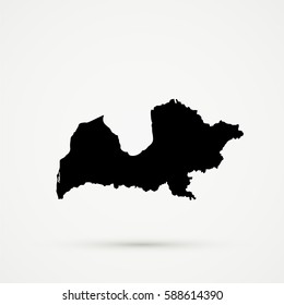 Black Latvia (without Latgale) Map Illustration