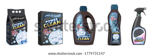 Download Black Laundry Detergent Pack Mockup Set Stock Vector Royalty Free 1779731147