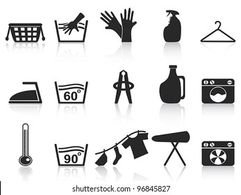 black laundry icons set