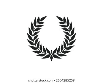 Black laurel award icon for design awards and educational logo. Black laurel award icon for design awards, educational logos, and achievement badges