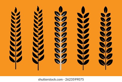 Black laurel leaf design on orange background