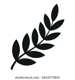 Black Laurel Leaf Vector – Silhouette Olive Branch Icon for Awards, Logos, and Decoration