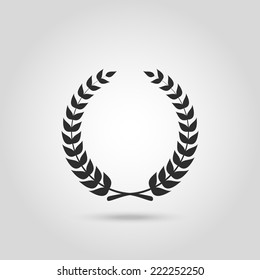 Black laurel silhouette foliate circular laurel wreath depicting an award achievement quality winner heraldry wreath isolated  vector