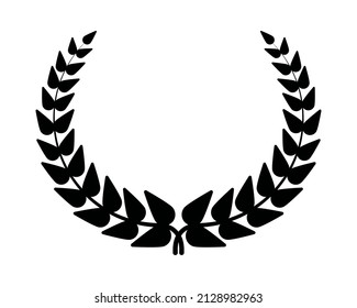 black laurel wreath design over white