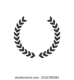 Black Laurel Wreath Emblem on White Background. Icon for victory and trophy.