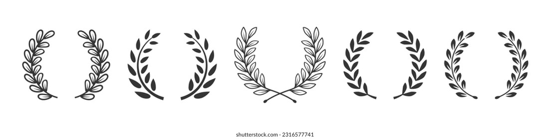 Black laurel wreath frame icon vector illustration in white background