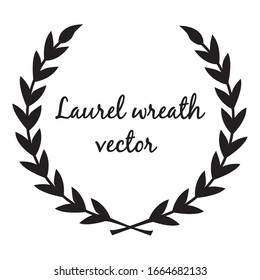 Vector de icono de la corona de laurel negro. Sencillo símbolo circular de pictograma aislado en fondo blanco. Ilustración EPS 10 con lugar para texto.