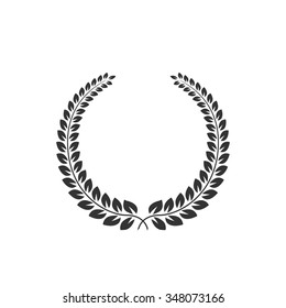 Black laurel wreath on a white background. Vector design element